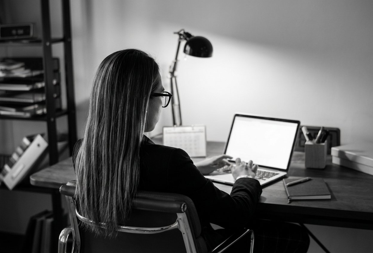 Ria working on a website